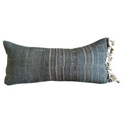 Vintage Wool and Silk Decorative Mini Lumbar Pillow with Down Insert