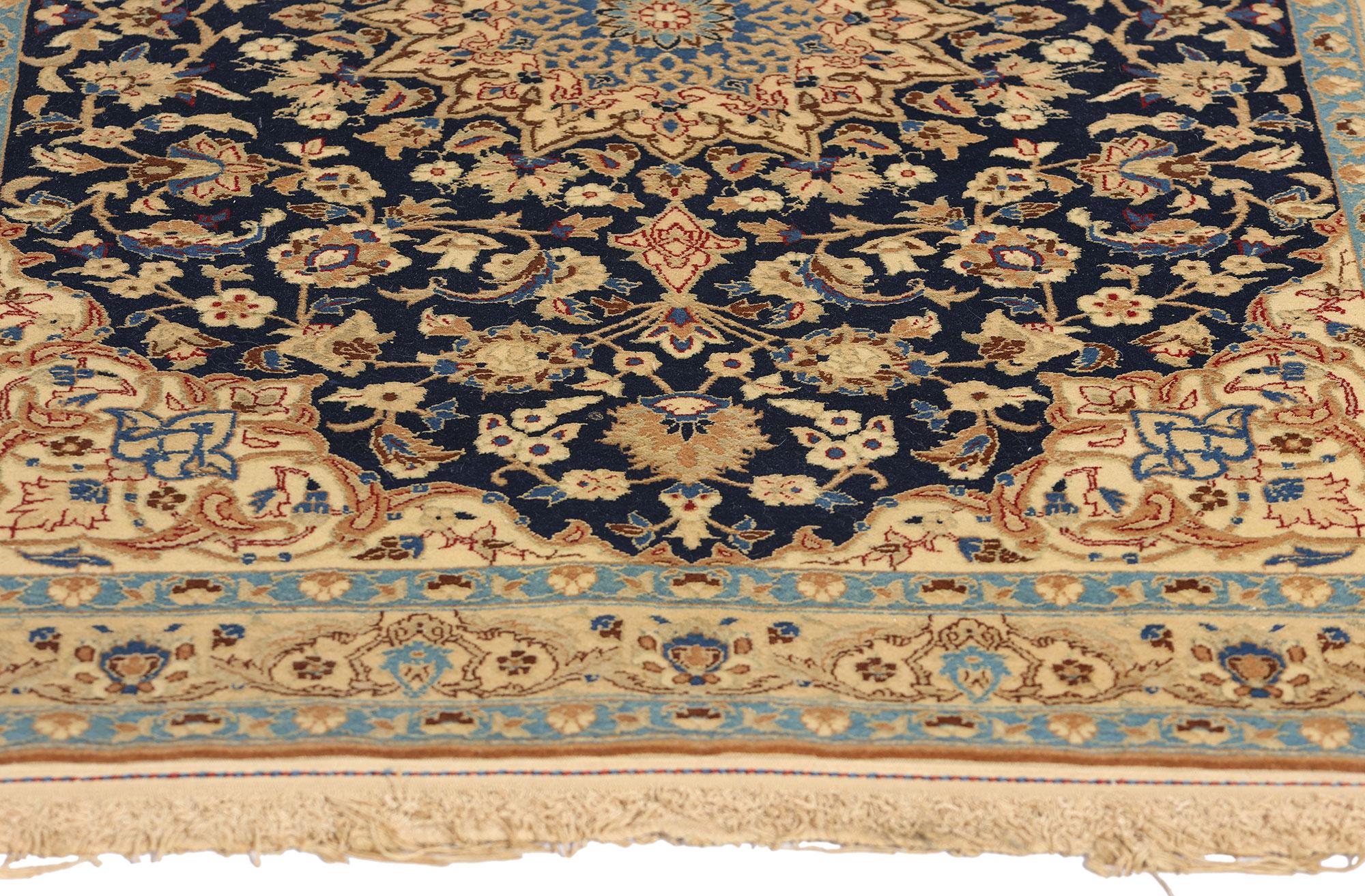 Persiano Tappeto Nain persiano vintage in lana e seta, 02'10 x 04'02 in vendita