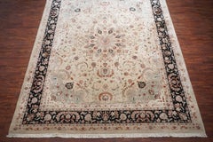 Vintage Wool and Silk Tabriz Area Rug, Approximately 300 KPSI