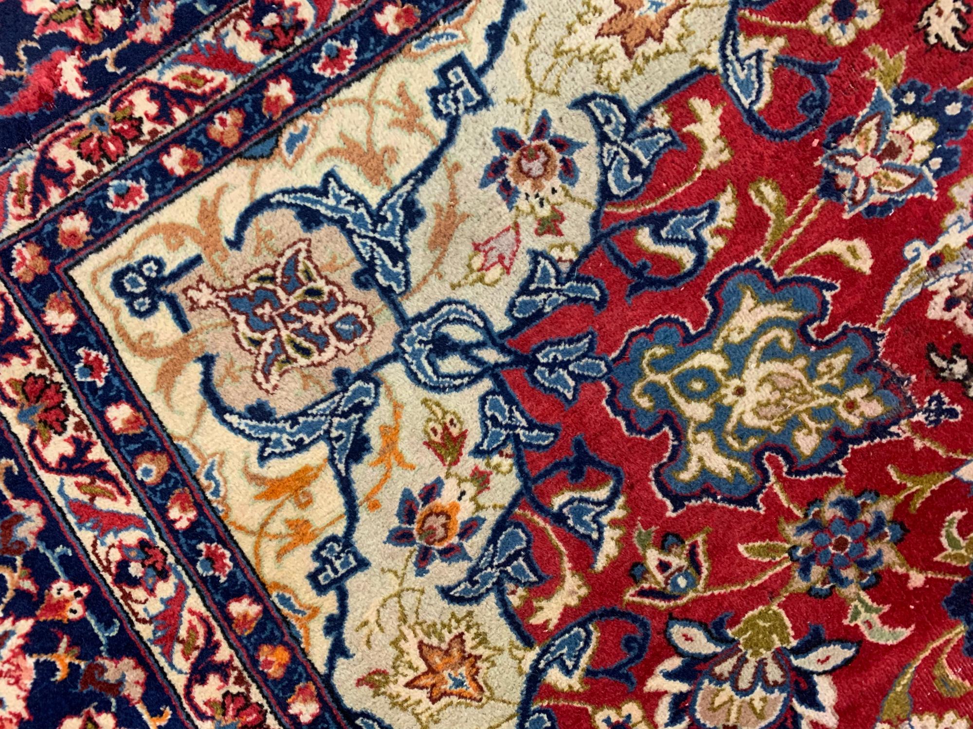 Vintage Wool Area Rug Handwoven Oriental Red Blue Carpet For Sale 3