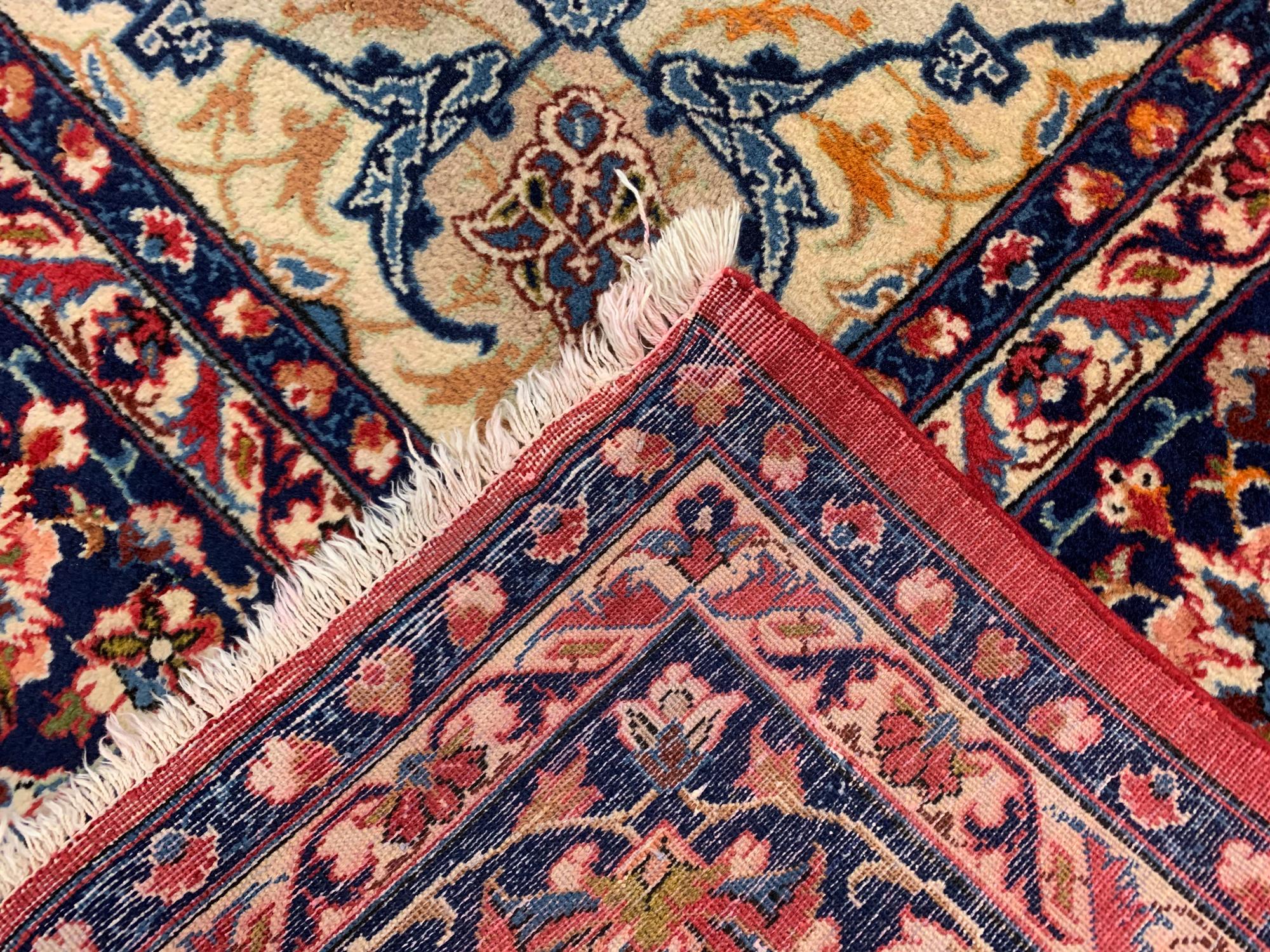 Vintage Wool Area Rug Handwoven Oriental Red Blue Carpet For Sale 6