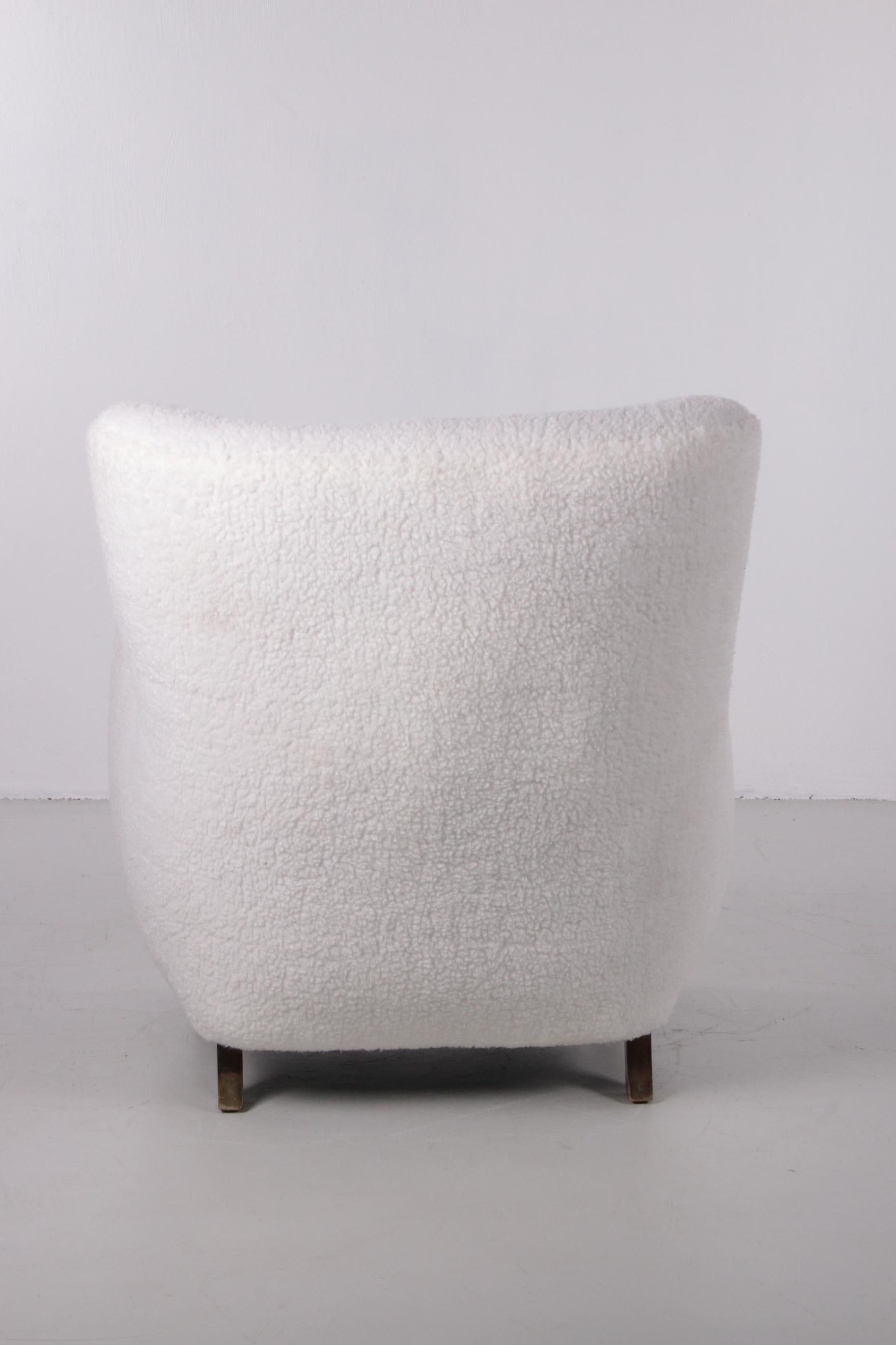 Wool Fritz Hansen High Back Lounge Chair, Model 1669, Denmark, 1950