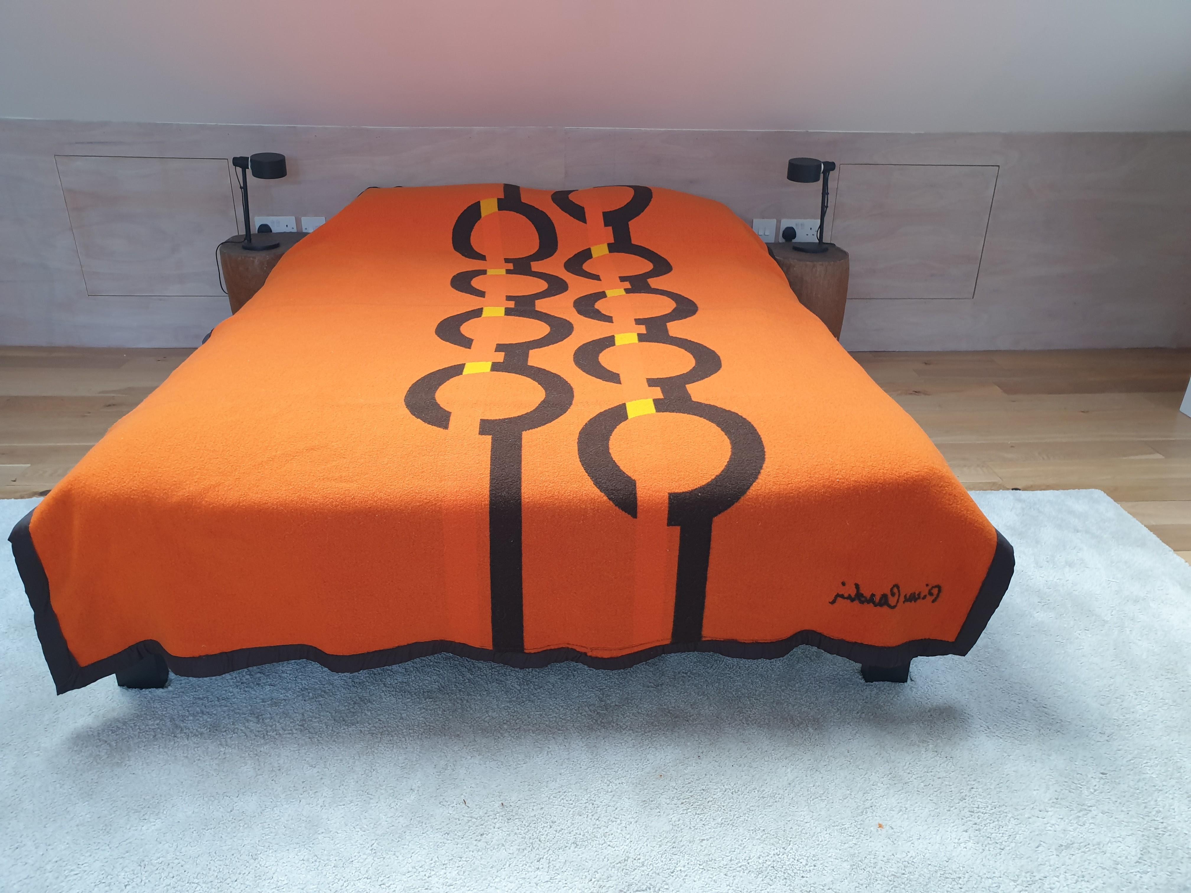 French Vintage wool bed cover by Pierre Cardin