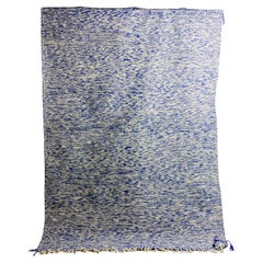 Tapis berbère d'art populaire vintage en laine bleu catalina