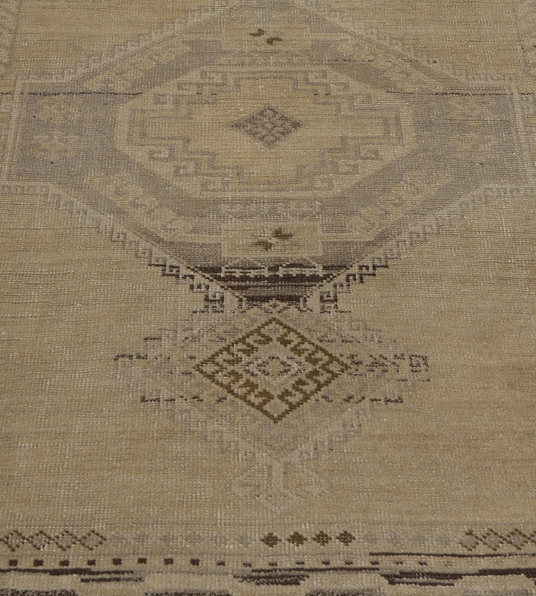 Hand-Knotted Vintage Wool Hand-knotted Traditional Oushak Runner For Sale