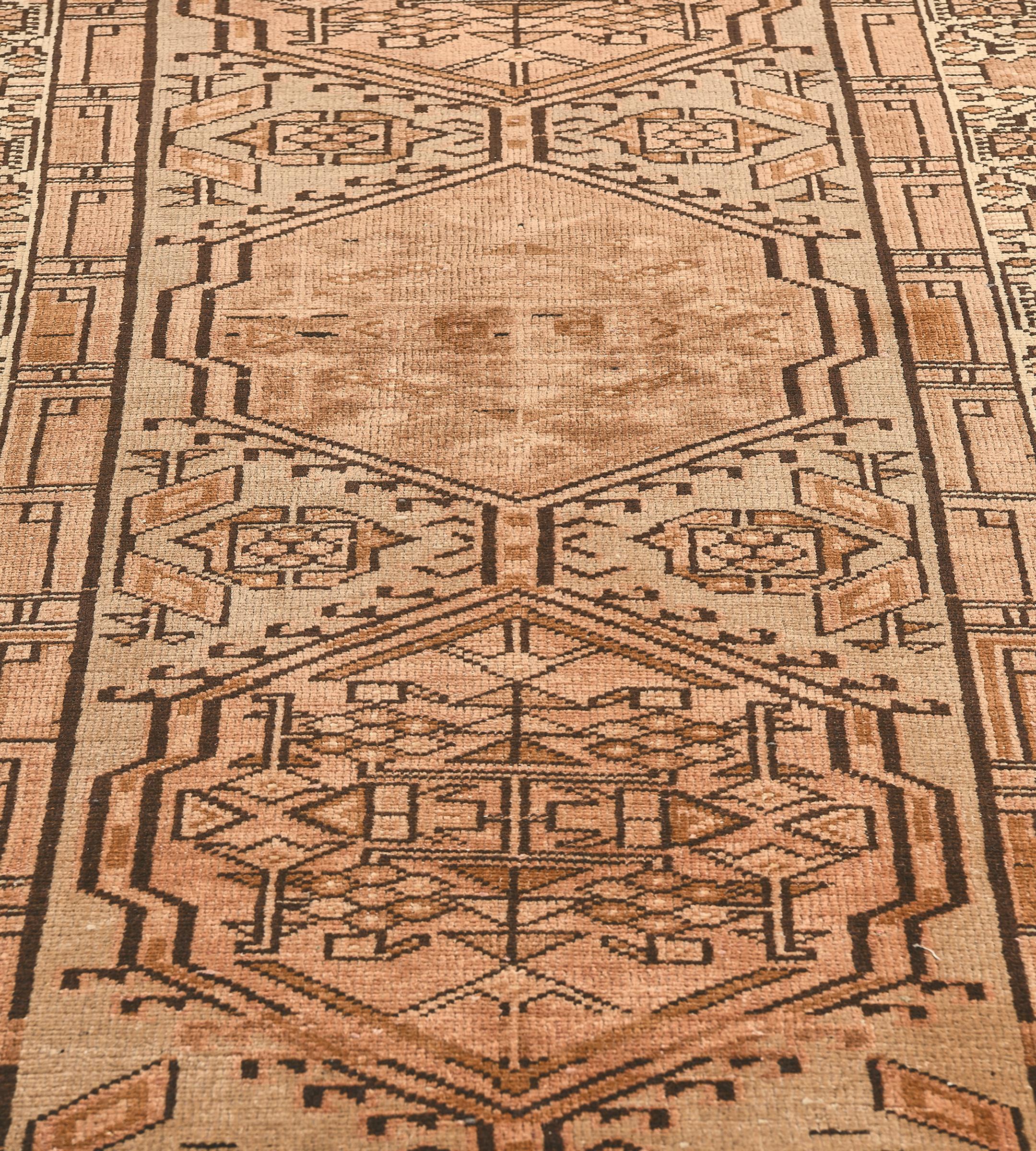Vintage Wool Handwoven Persian Heriz Runner For Sale 1