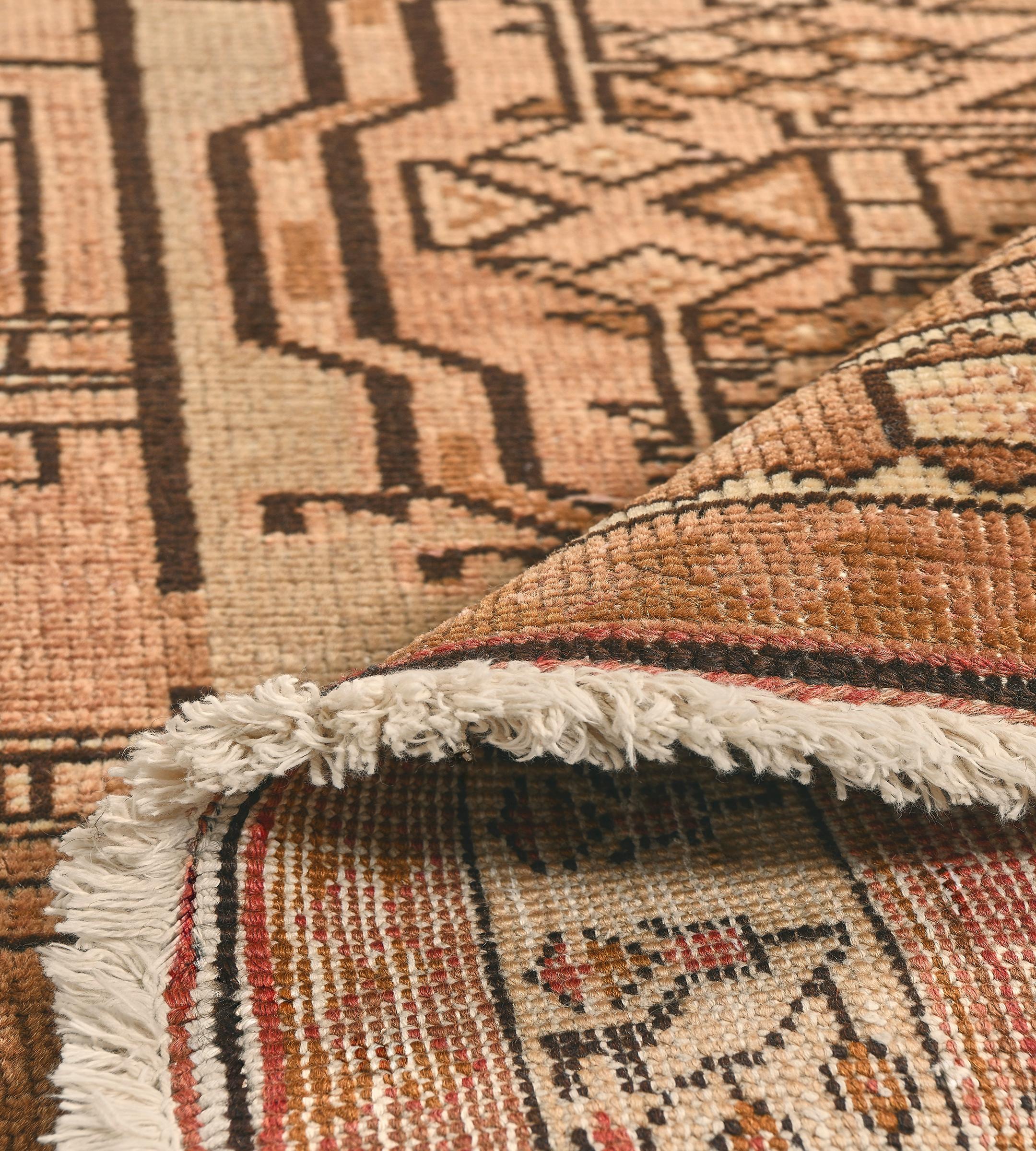 Vintage Wool Handwoven Persian Heriz Runner For Sale 3