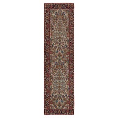 Traves de Mesa Vintage Kerman Persa Floral de Lana Marfil y Rojo