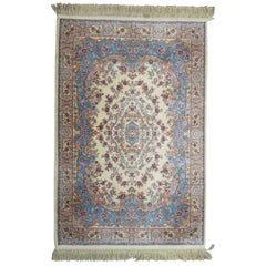 Used Wool Kirman Oriental Rug by Karastan, Ivory Medallion #711, circa 1950