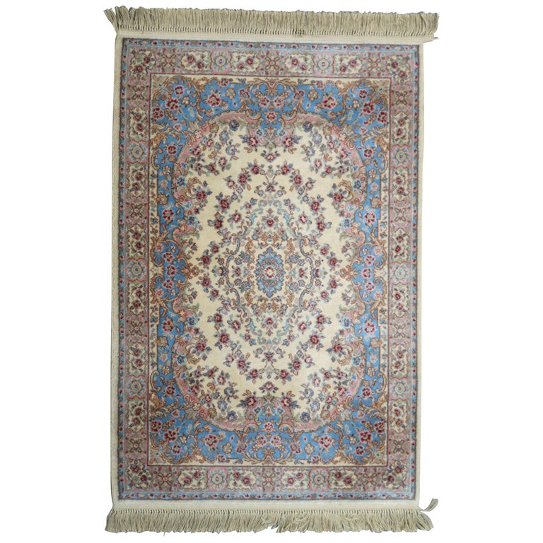 Vintage Wool Kirman Oriental Rug by Karastan, Ivory Medallion 711