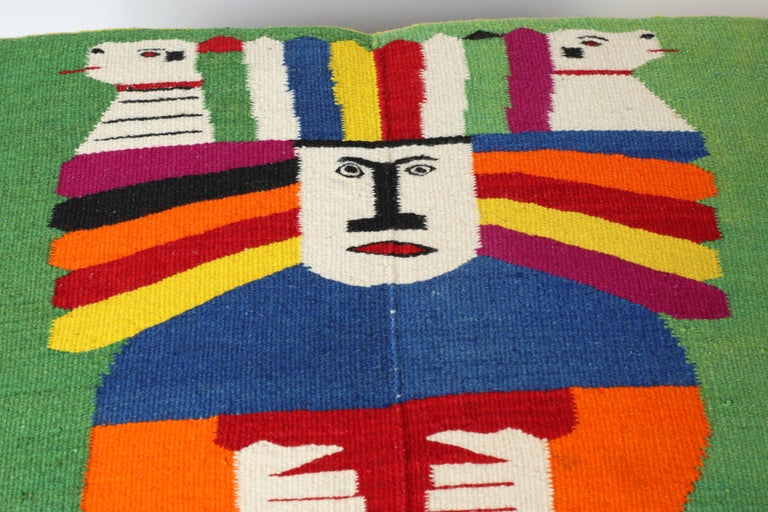 Vintage Wool Mexican Blanket Custom Ottoman at 1stDibs