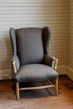 Vintage Wool Plaid Wingback Chair
