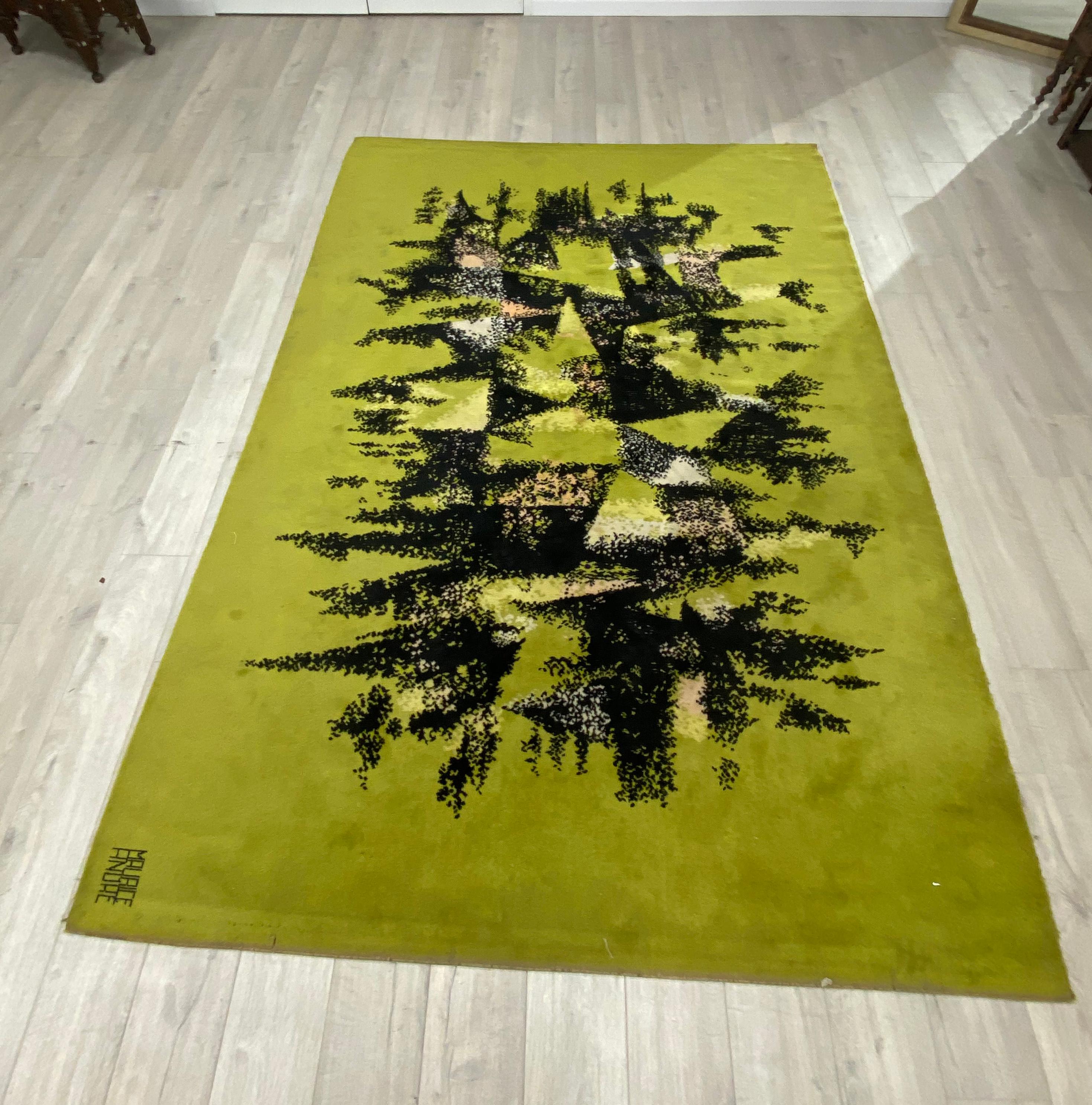 Wool Vintage wool rug circa 1960, signed Maurice ANDRE For Sale