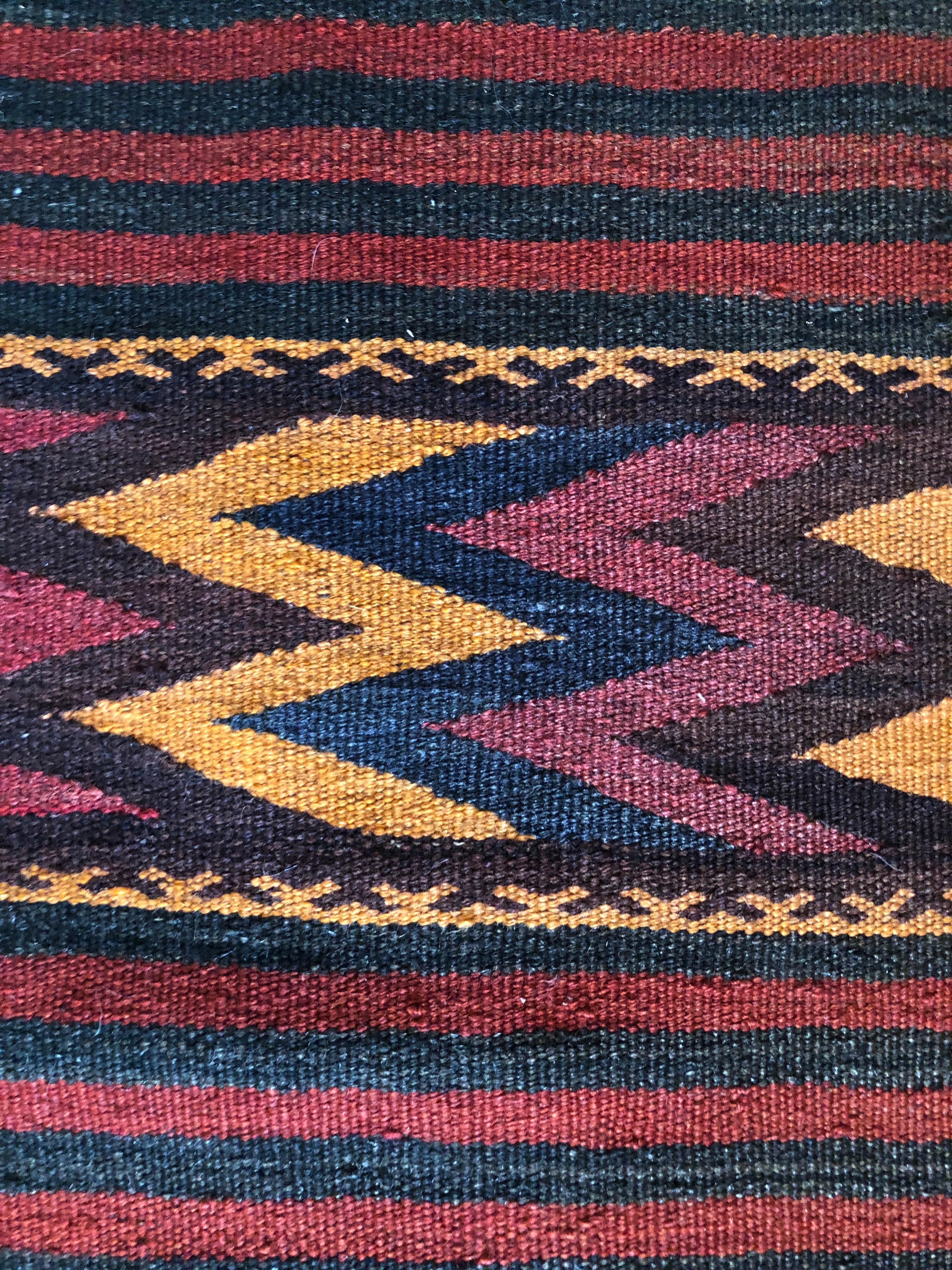 Vintage Wool Rug in Colorful Zigzag Pattern, Afghanistan Late 20th-Century 2