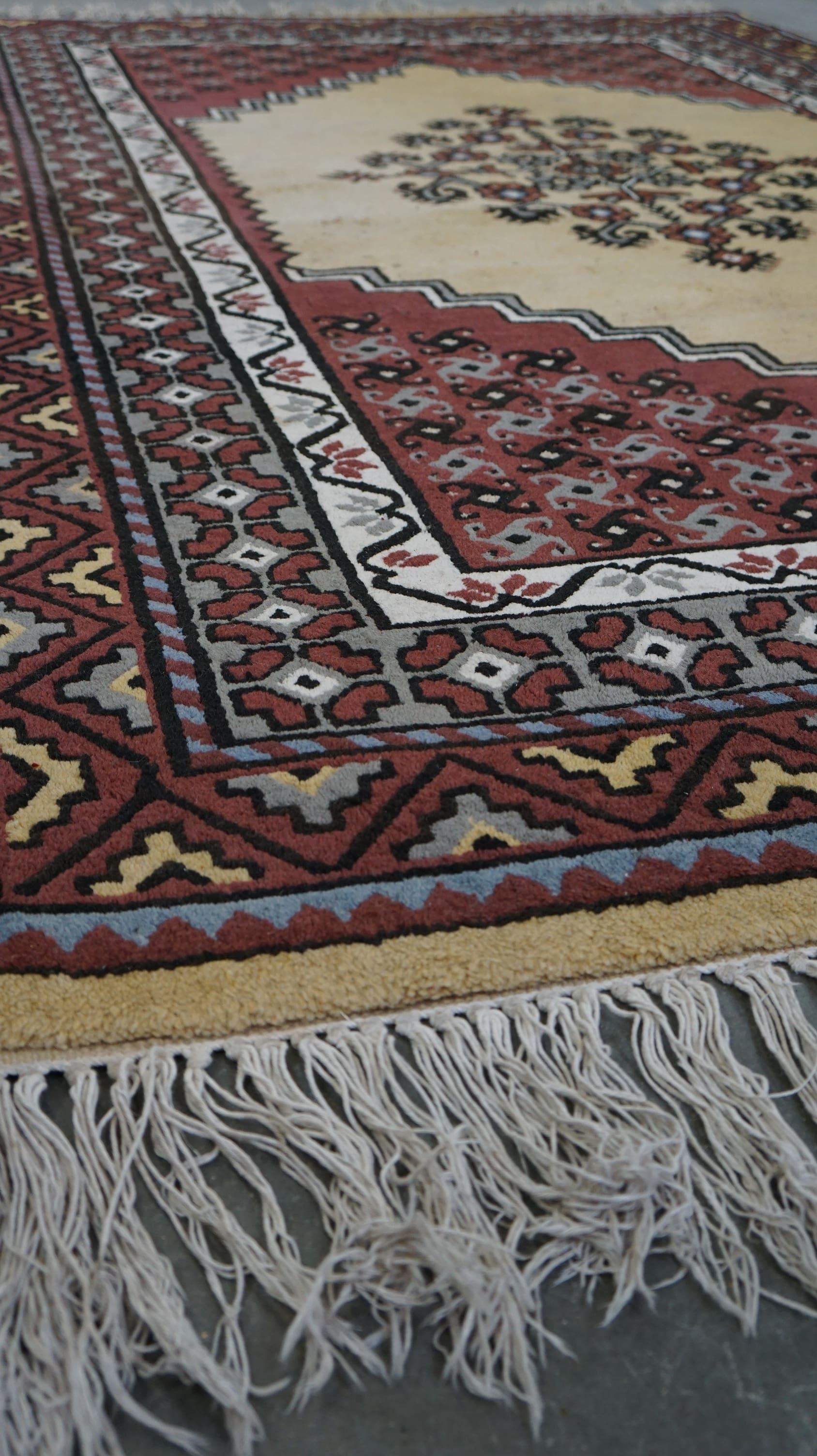 20th Century Vintage wool rug mainly purple and yellow tones 255x150cm For Sale