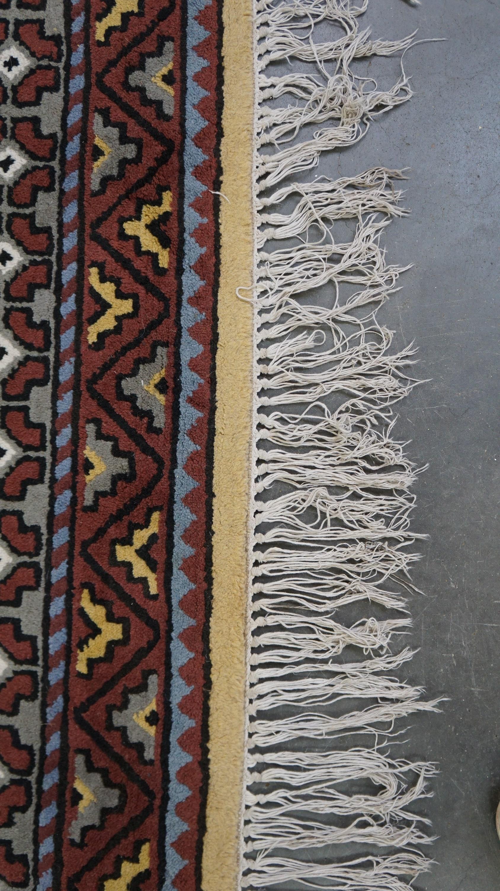 Cotton Vintage wool rug mainly purple and yellow tones 255x150cm For Sale
