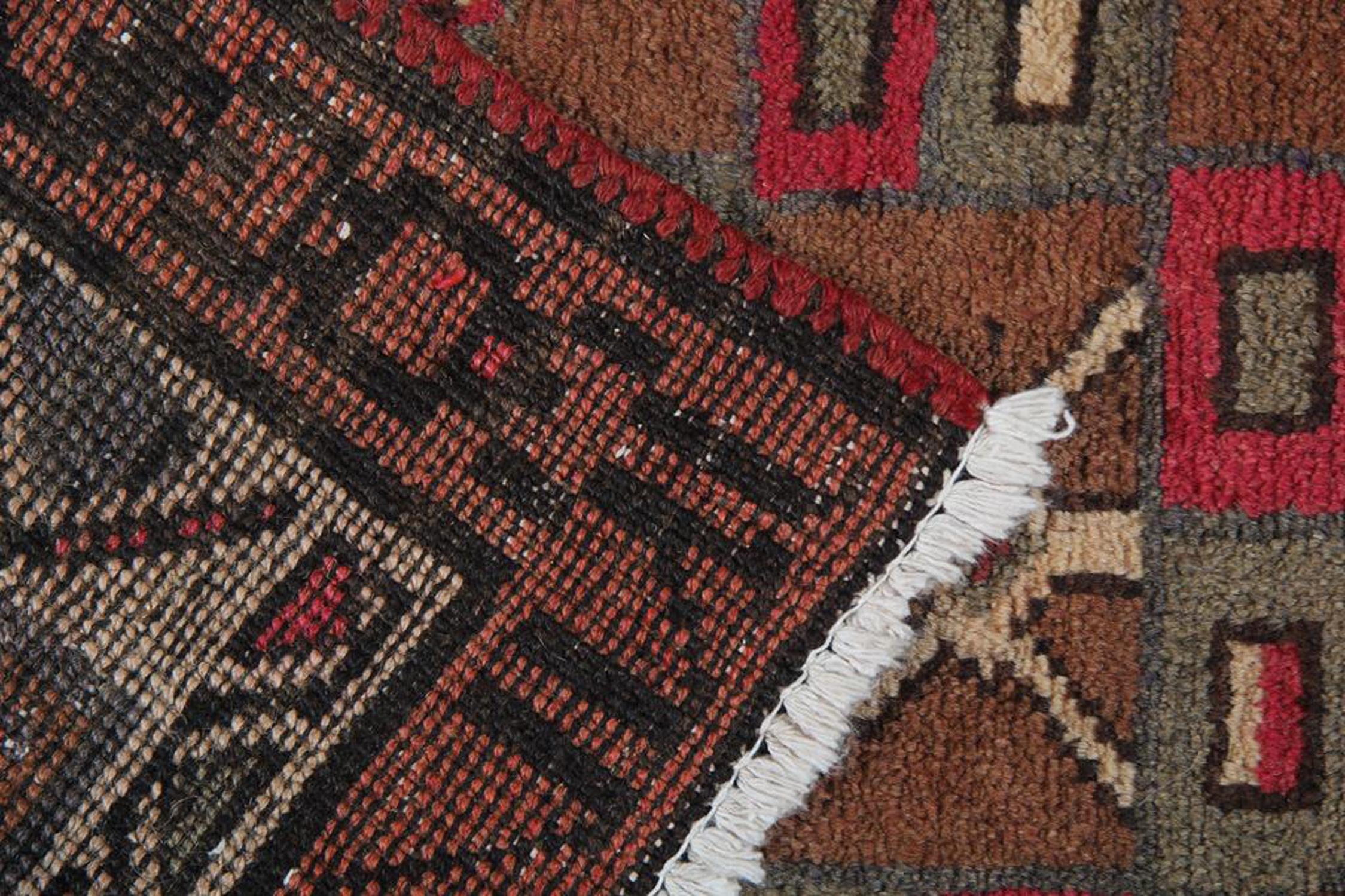 Azerbaijani Vintage Wool Runner Rug Handwoven Caucasian Red Carpet For Sale