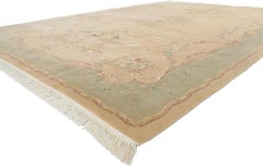 Vintage Wool & Silk Chinese Tabriz Rug with European Cottage Style