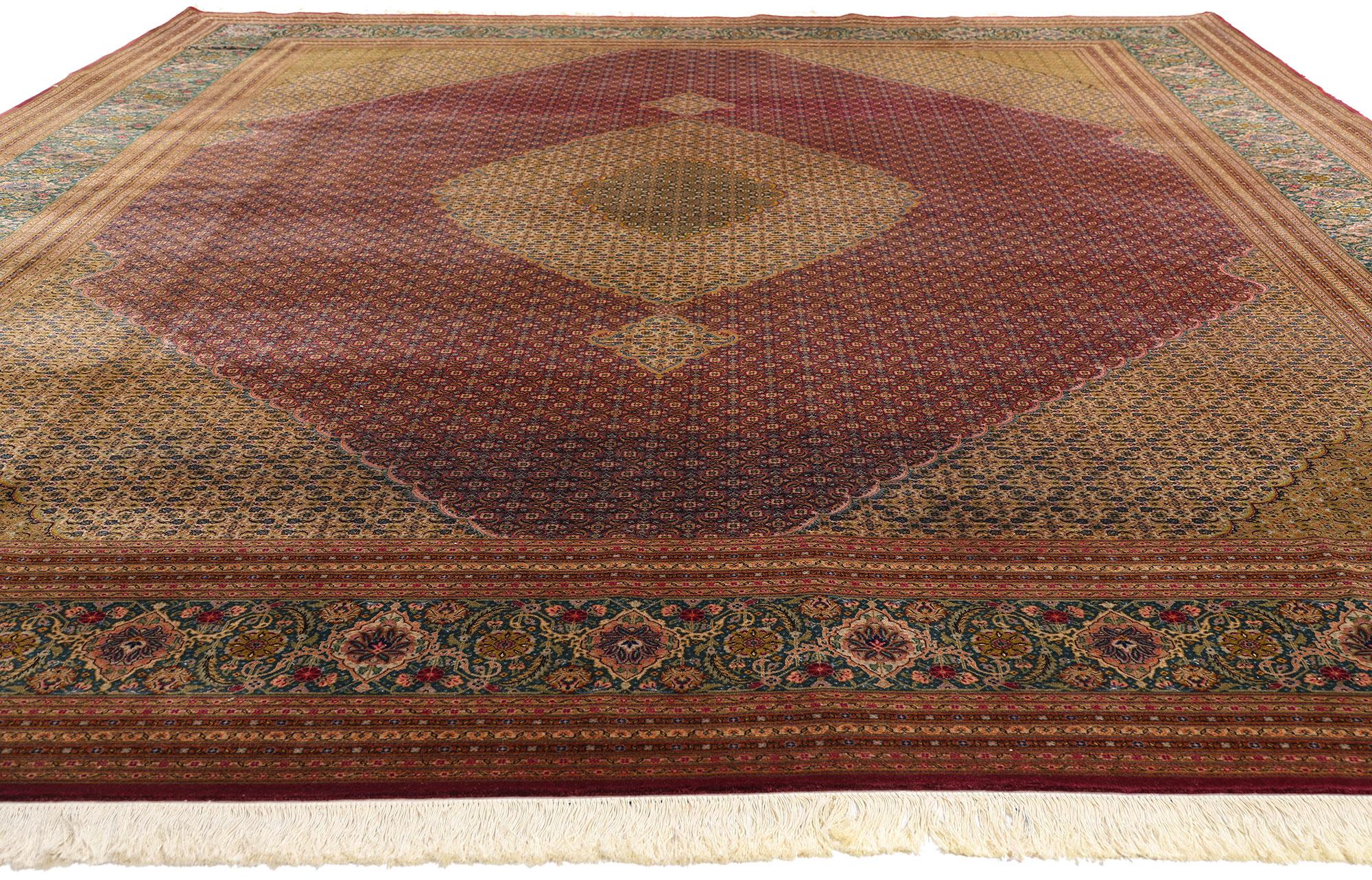 Alfombra Persa Mahi Tabriz Vintage de Lana y Seda, 09'10 x 13'01 Anudado a mano en venta