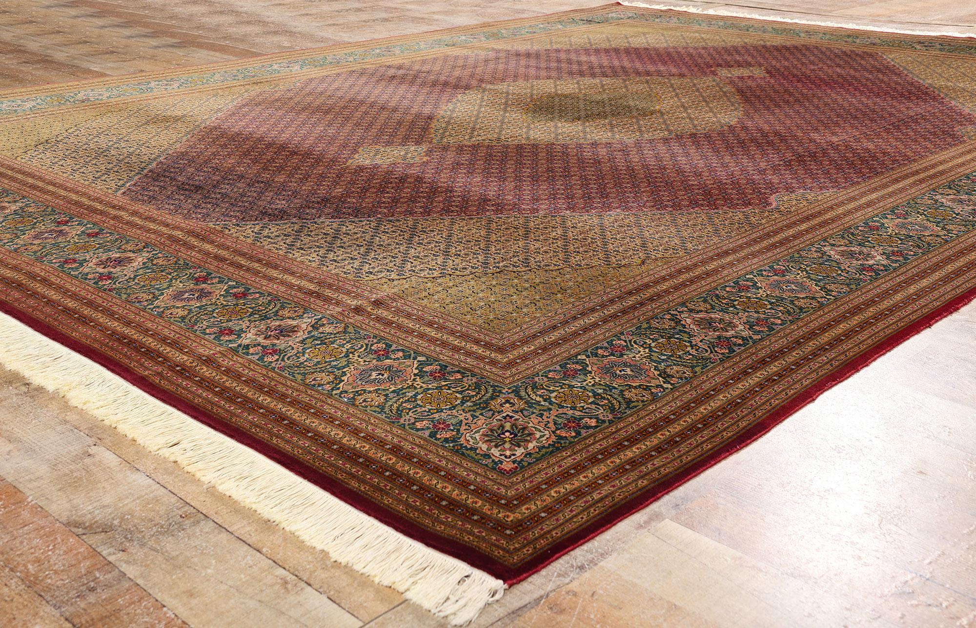 Alfombra Persa Mahi Tabriz Vintage de Lana y Seda, 09'10 x 13'01 en venta 3