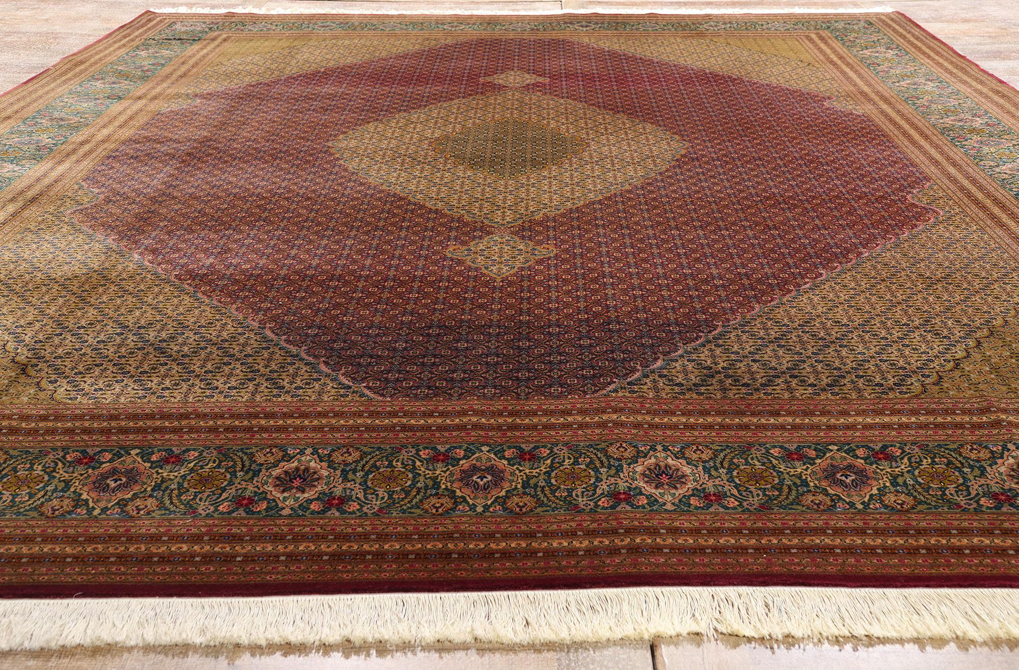 Alfombra Persa Mahi Tabriz Vintage de Lana y Seda, 09'10 x 13'01 en venta 4