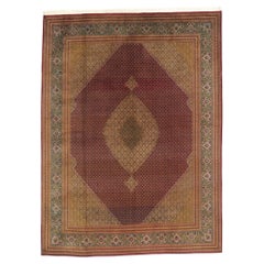 Tapis persan Mahi Tabriz vintage en laine et soie, 09'10 x 13'01