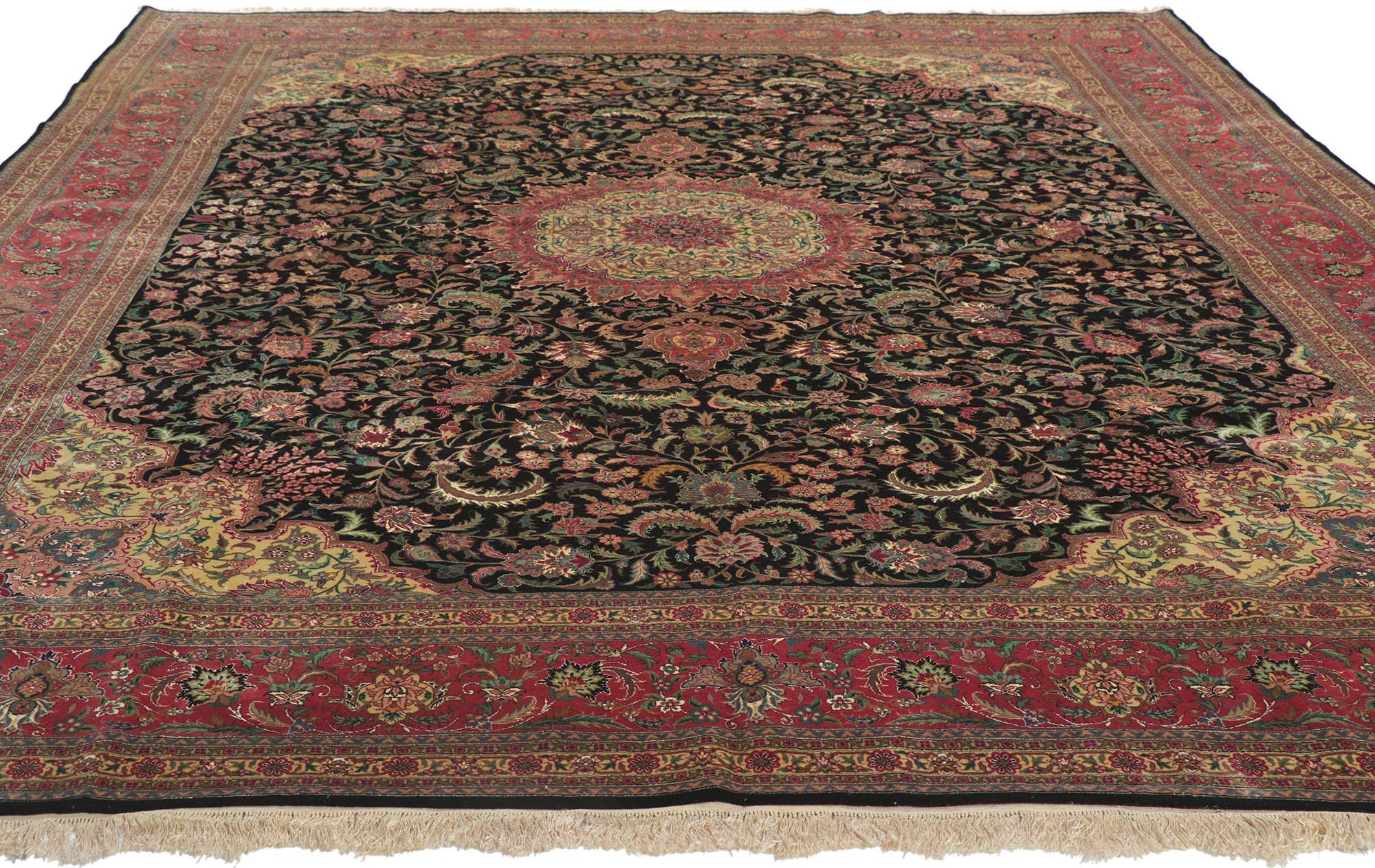 Chinese Vintage Wool & Silk Persian Tabriz Style Rug For Sale