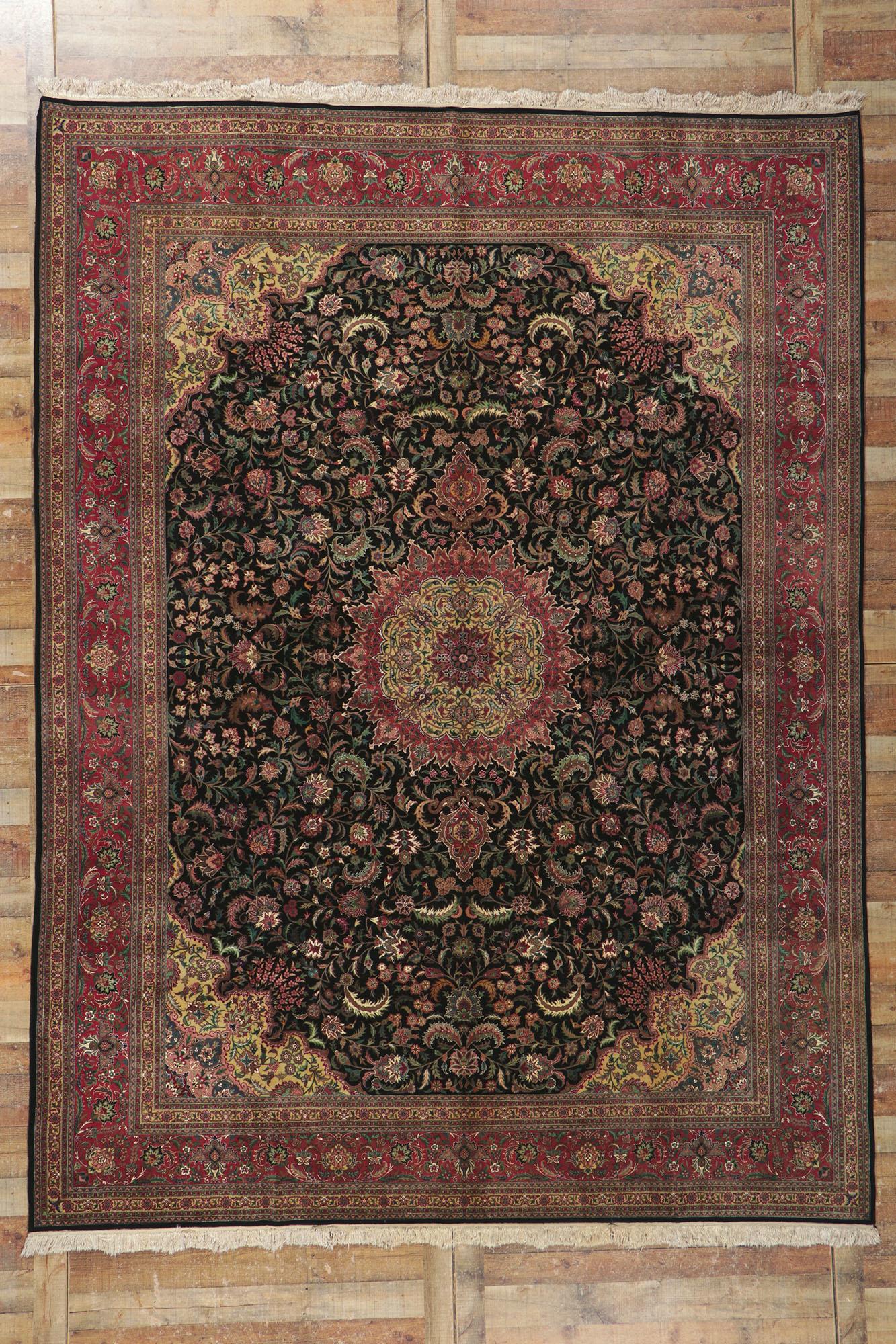 Tappeto vintage in lana e seta in stile Tabriz persiano in vendita 1