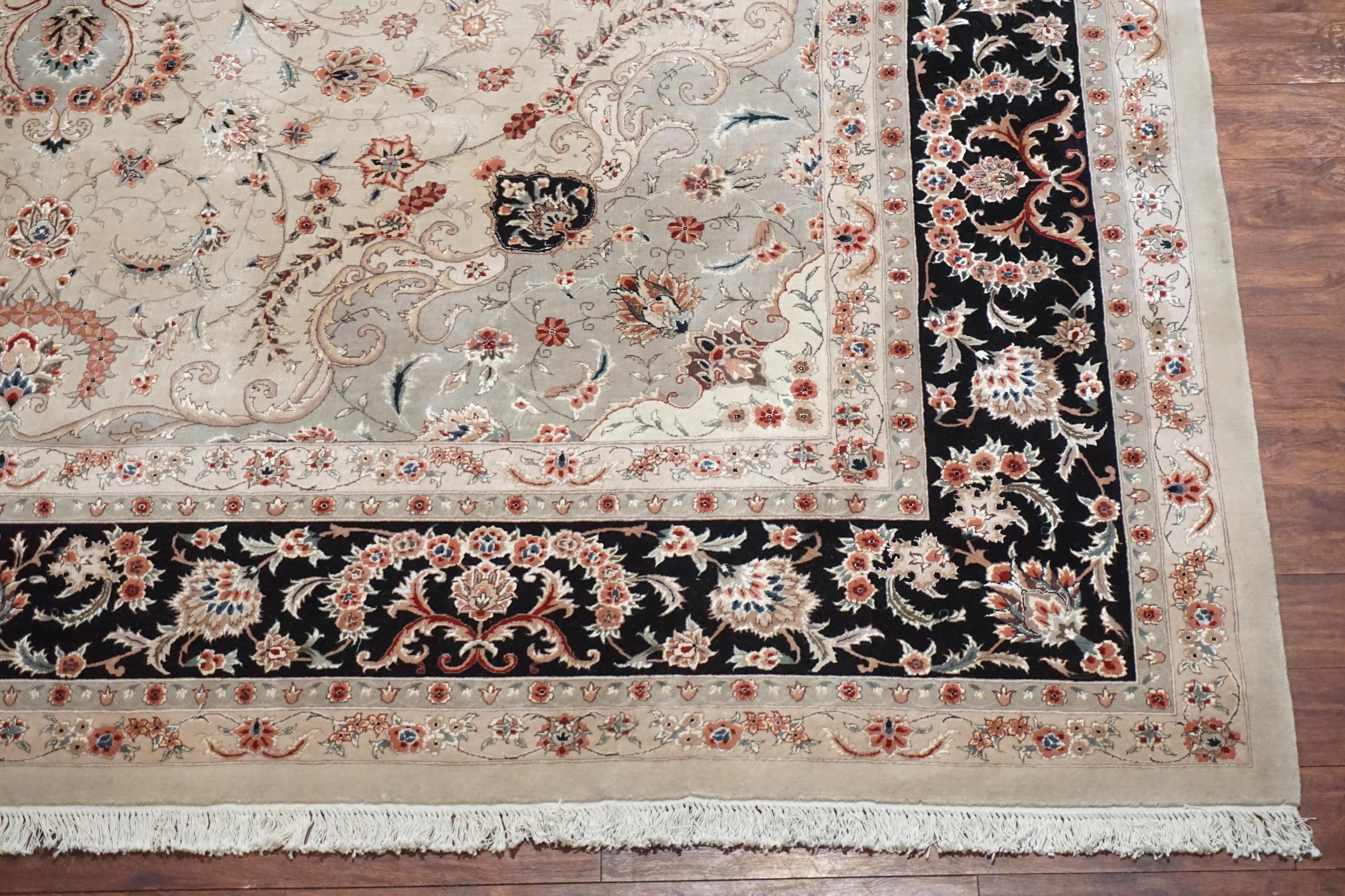 Late 20th Century Vintage Wool & Silk Tabriz For Sale