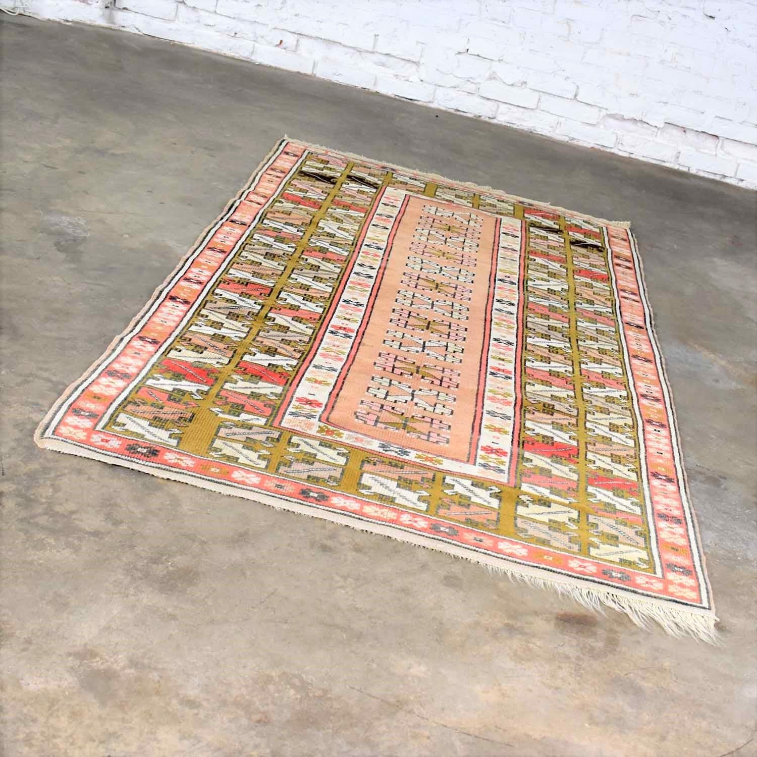 Alfombra Tejida Vintage de Lana Estilo Milas Turco en venta 8