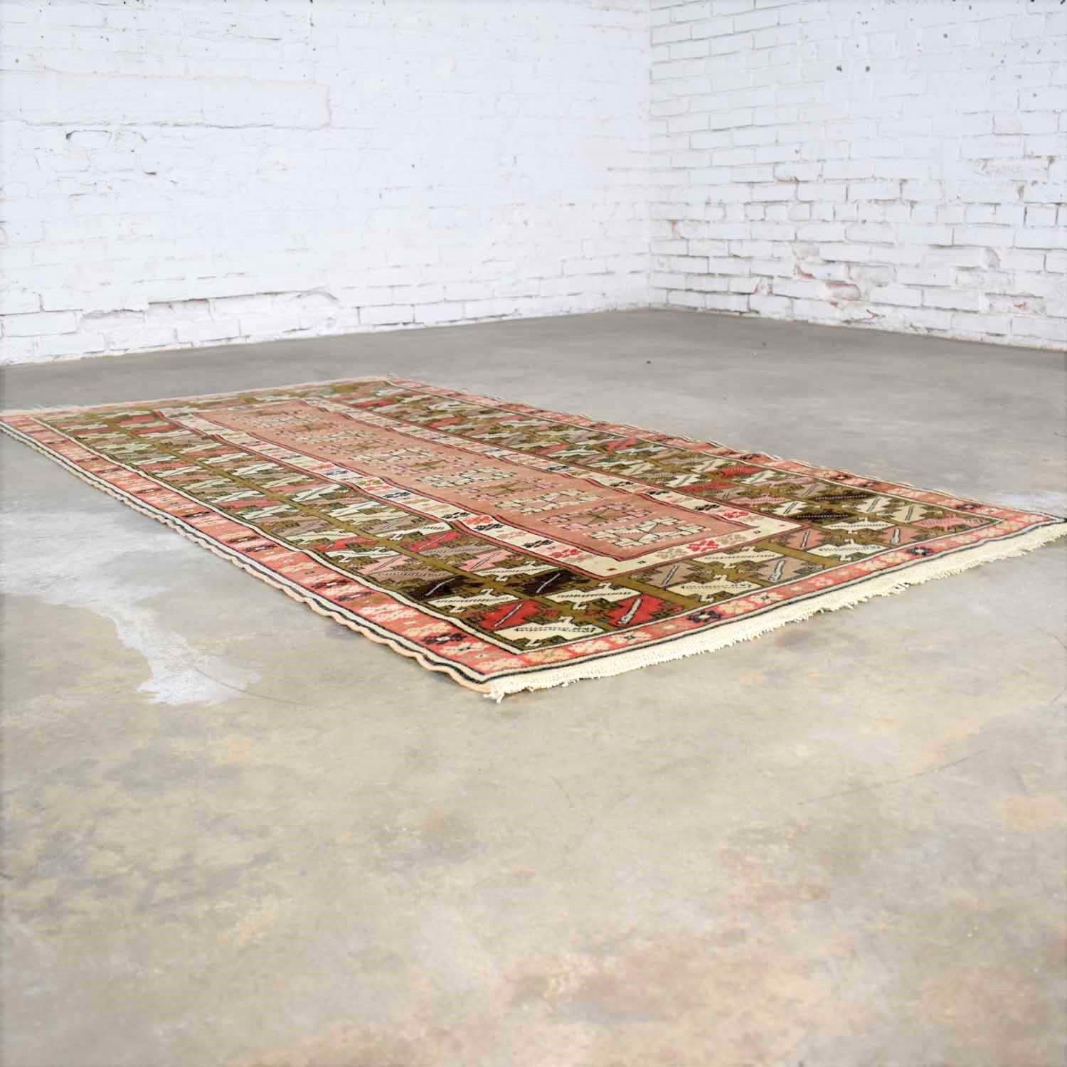 Alfombra Tejida Vintage de Lana Estilo Milas Turco en venta 10