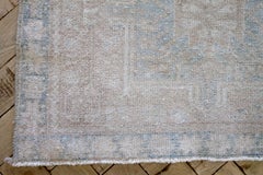 Vintage Wool Turkish Runner Rug in Blues and Natural