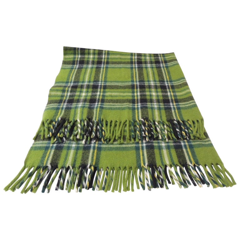 Vintage Woolen Green and Blue Plaid Throw For Sale at 1stdibs