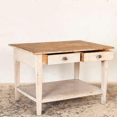 Vintage Work Table with Shelf and Drawers, Possible Small Kitchen Island
