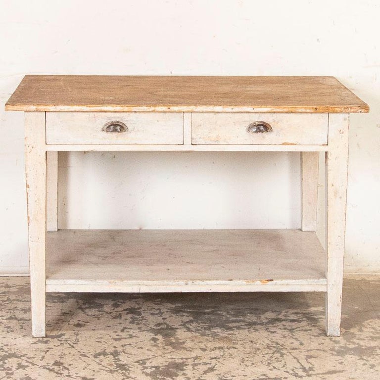 Vintage Work Table with Shelf and Drawers, Possible Small Kitchen