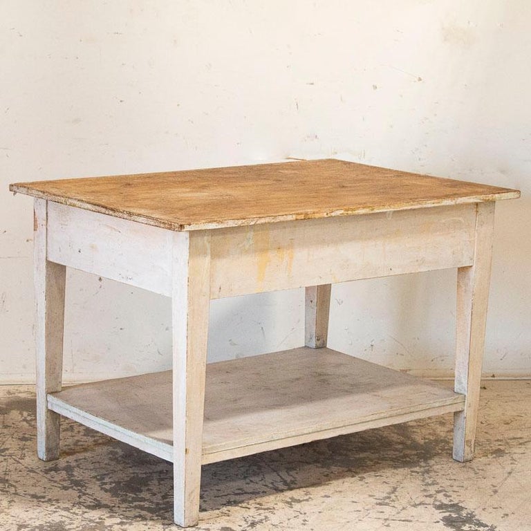 Vintage Work Table with Shelf and Drawers, Possible Small Kitchen