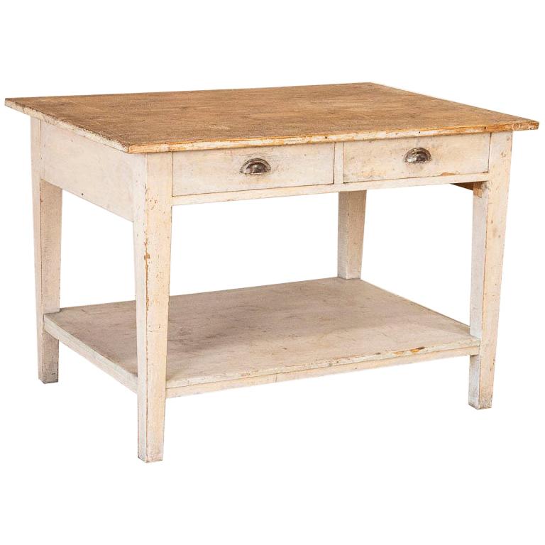 Vintage Work Table with Shelf and Drawers, Possible Small Kitchen