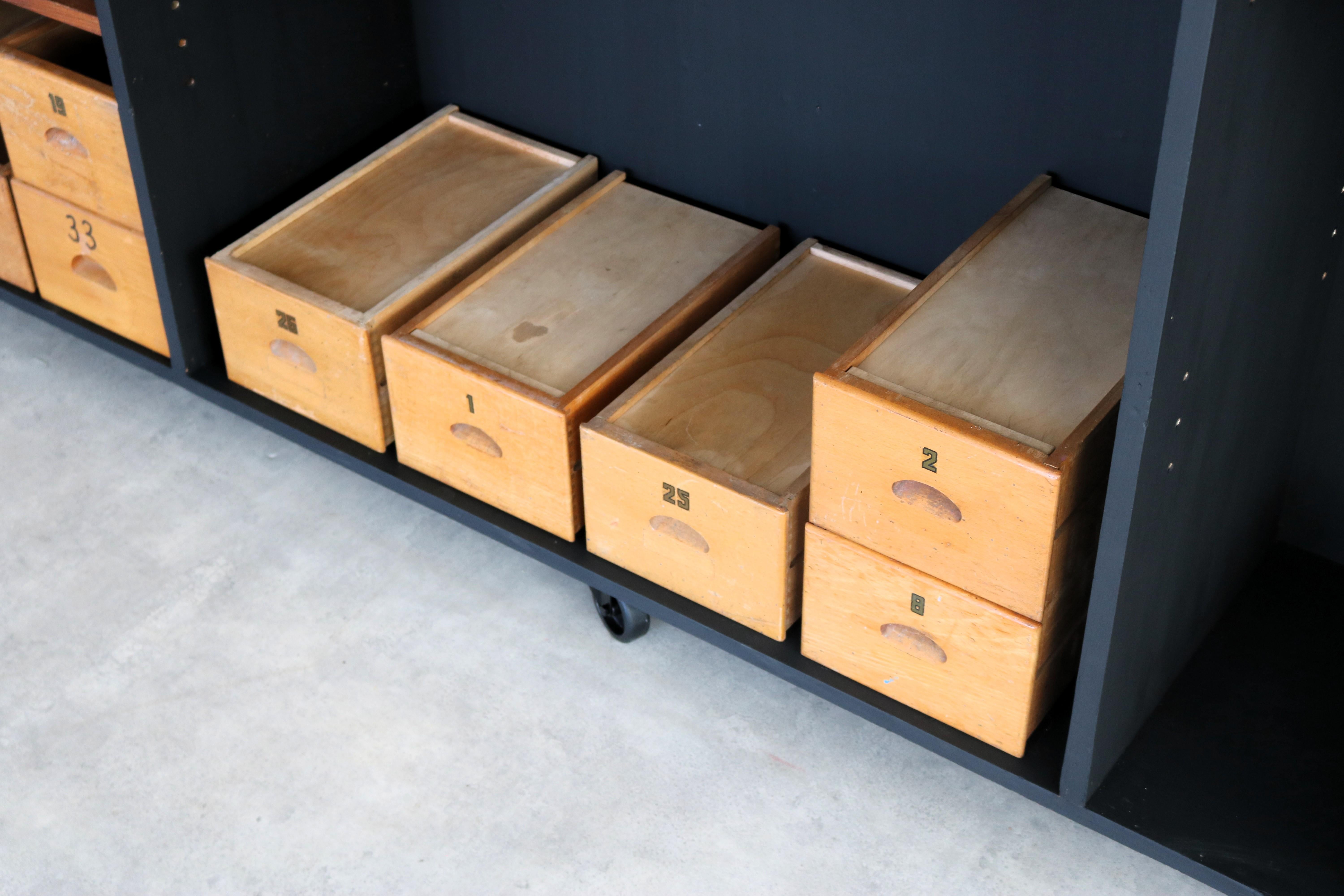 Vintage workbench  sideboard  school cupboard  1960s For Sale 4