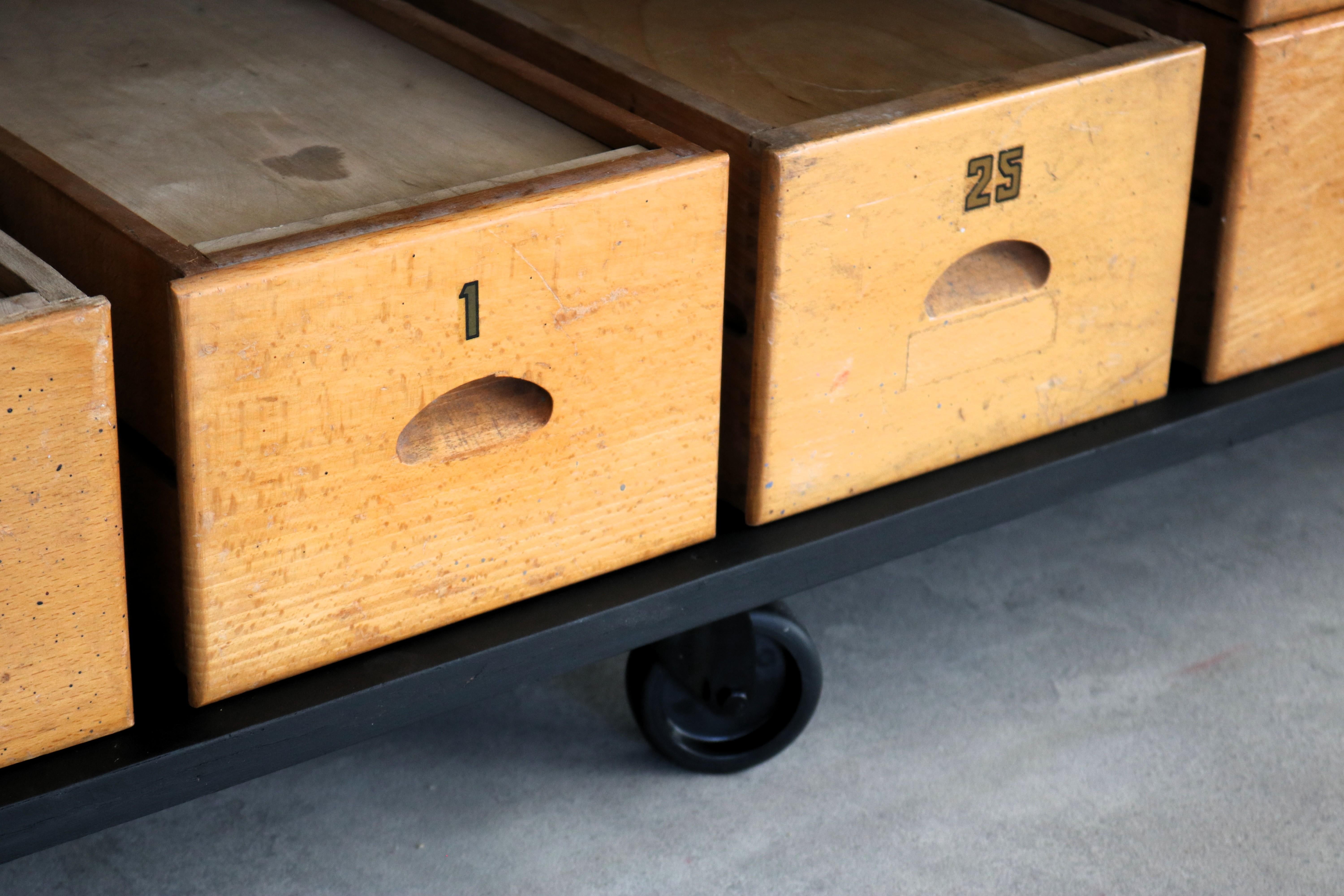 Vintage workbench  sideboard  school cupboard  1960s For Sale 5