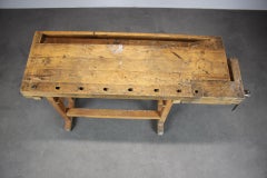 Banco da lavoro vintage con morsa, Cecoslovacchia, anni '50