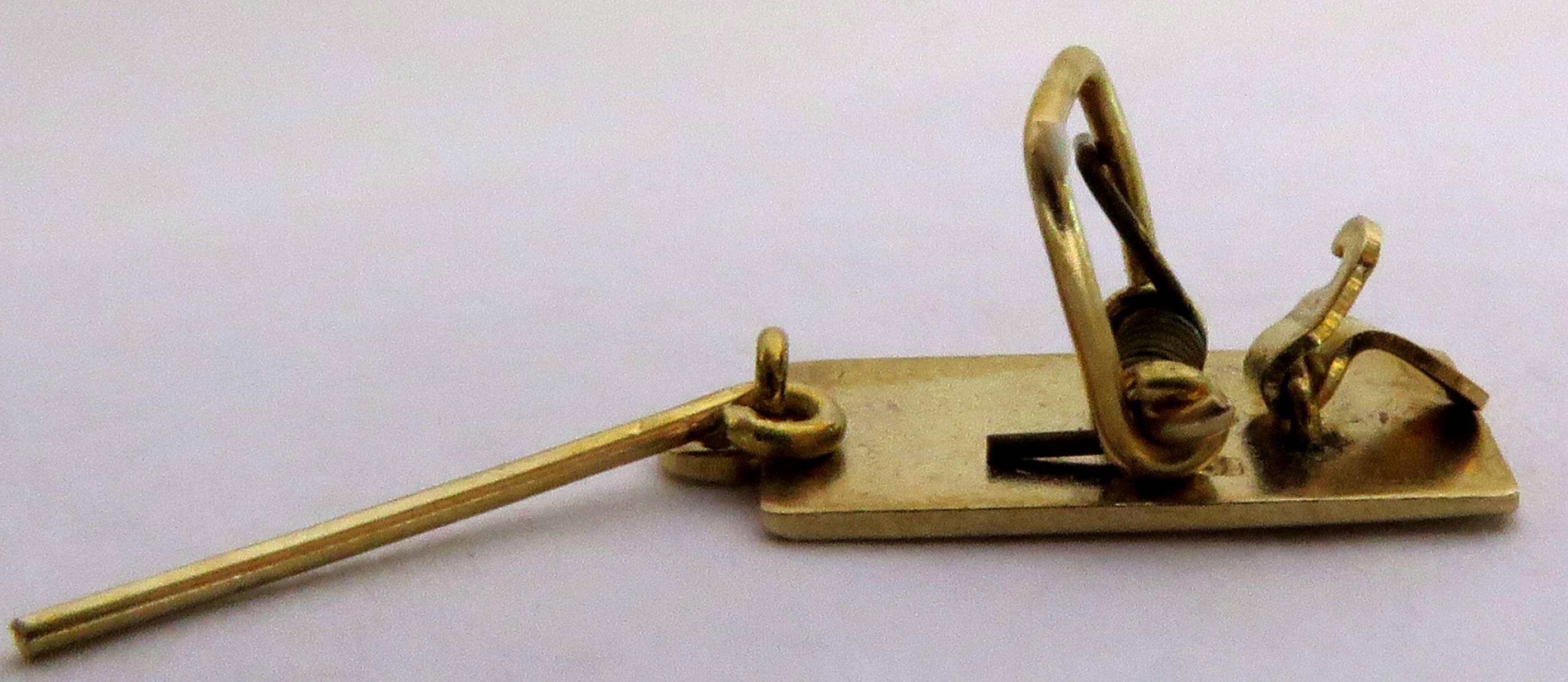 Vintage Working Movable Gold Mousetrap Charm Pendant For Sale 1