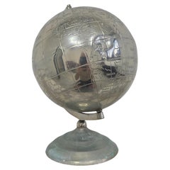 Vintage World Globe done in Nickel plated brass, England 1990s