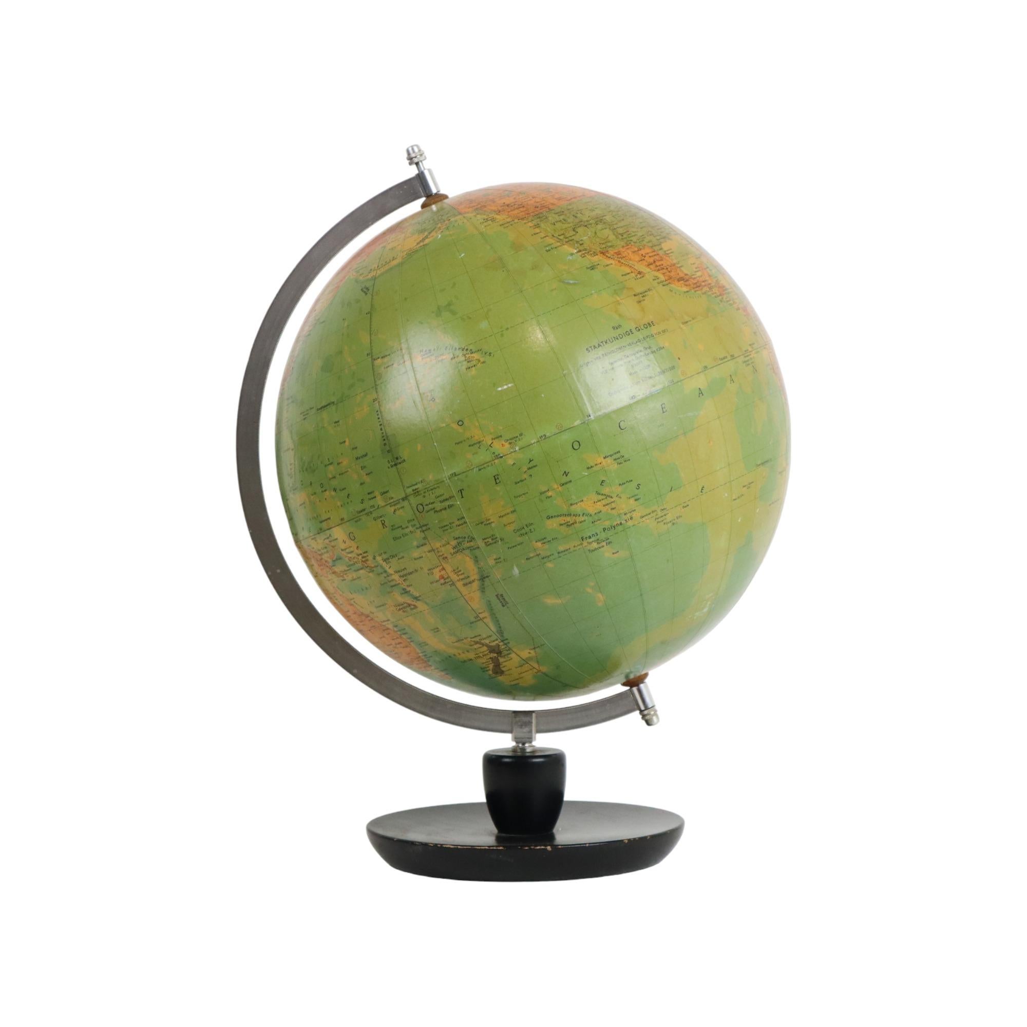 Wood Vintage World Globe Oak Base Political Globe Hermann Haack 1950s For Sale