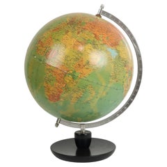 Vintage World Globe Oak Base Political Globe Hermann Haack 1950s