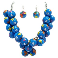 Vintage World Globes Drops Necklace & Earrings