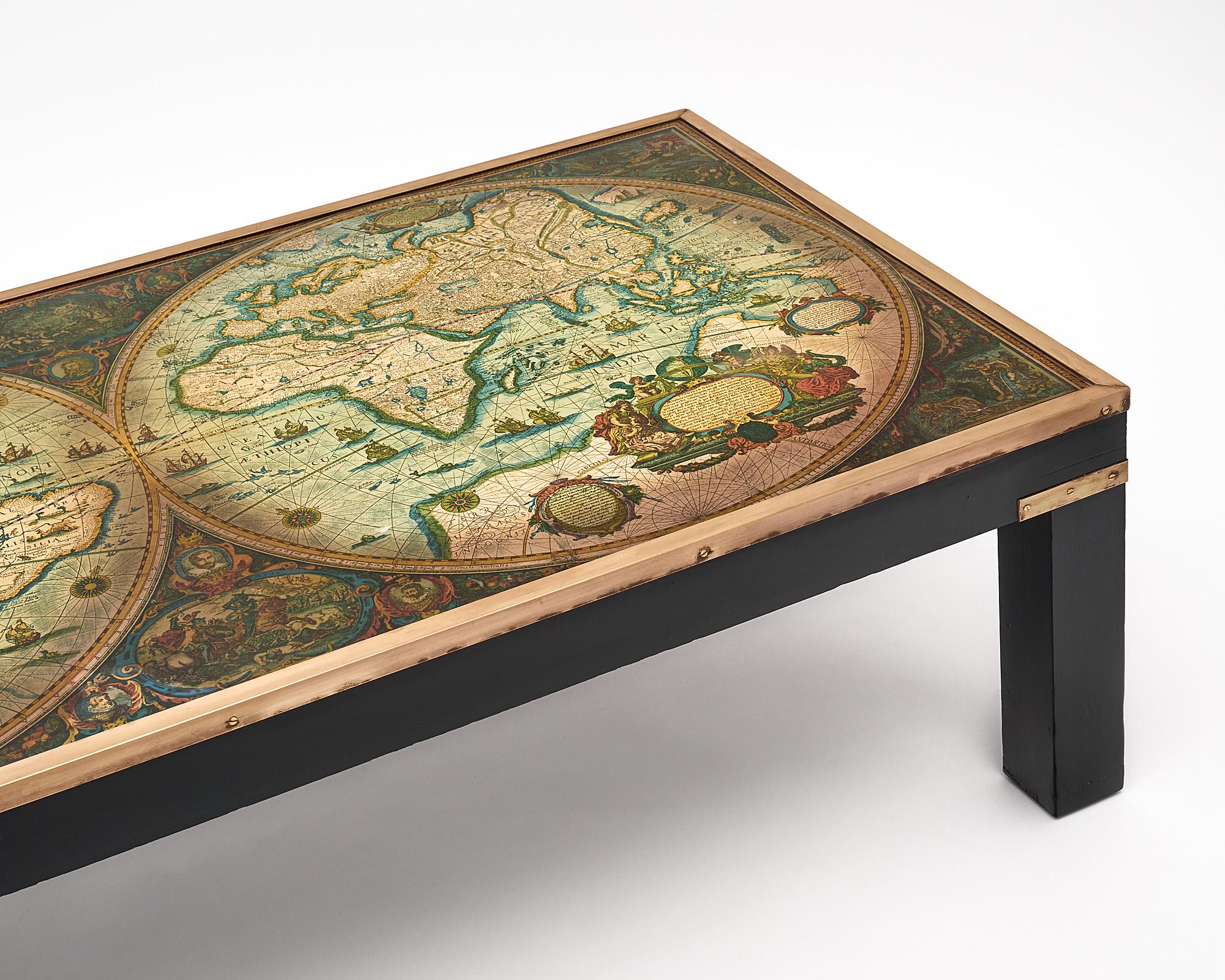 Mid-Century Modern Vintage World Map Coffee Table