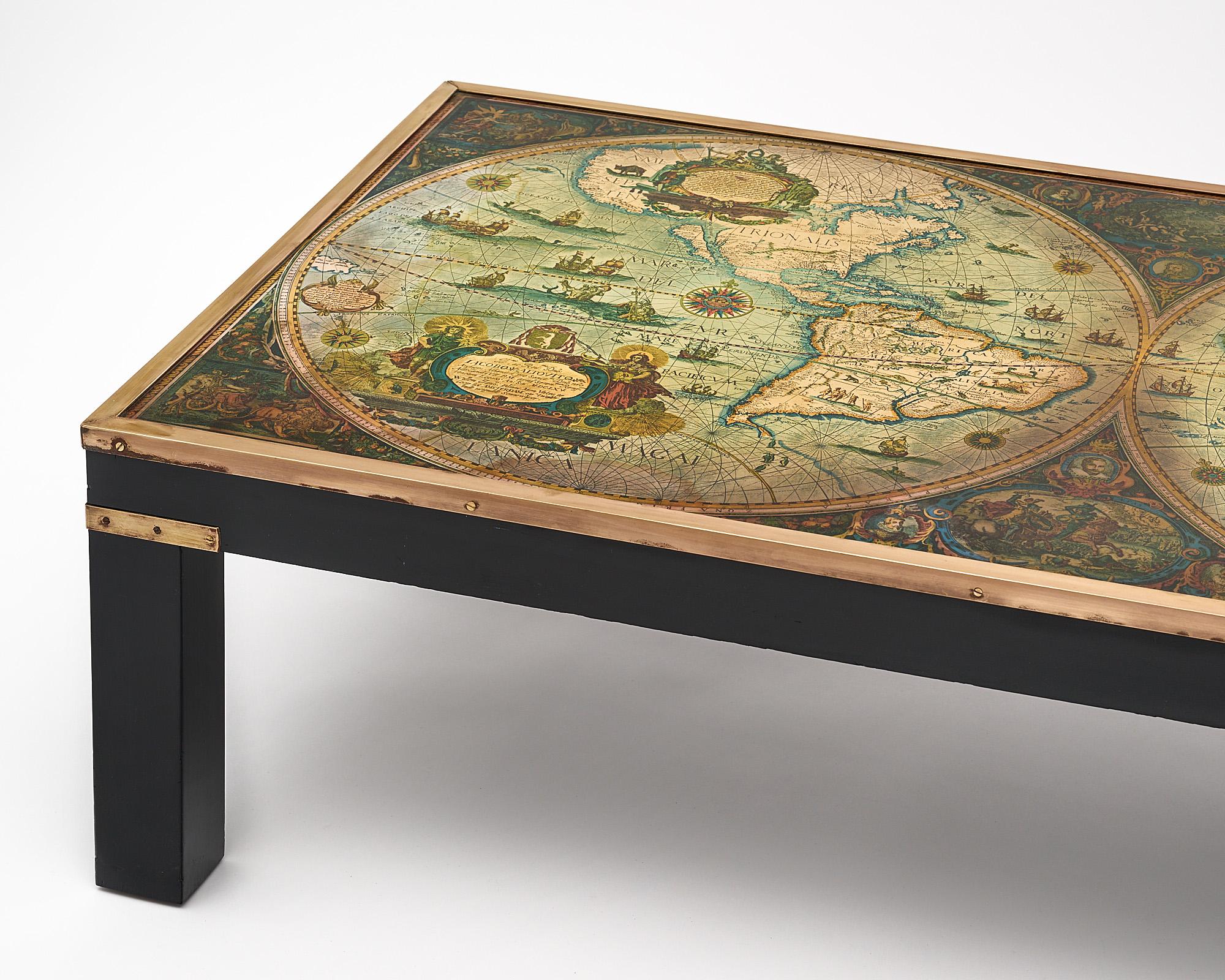 French Vintage World Map Coffee Table