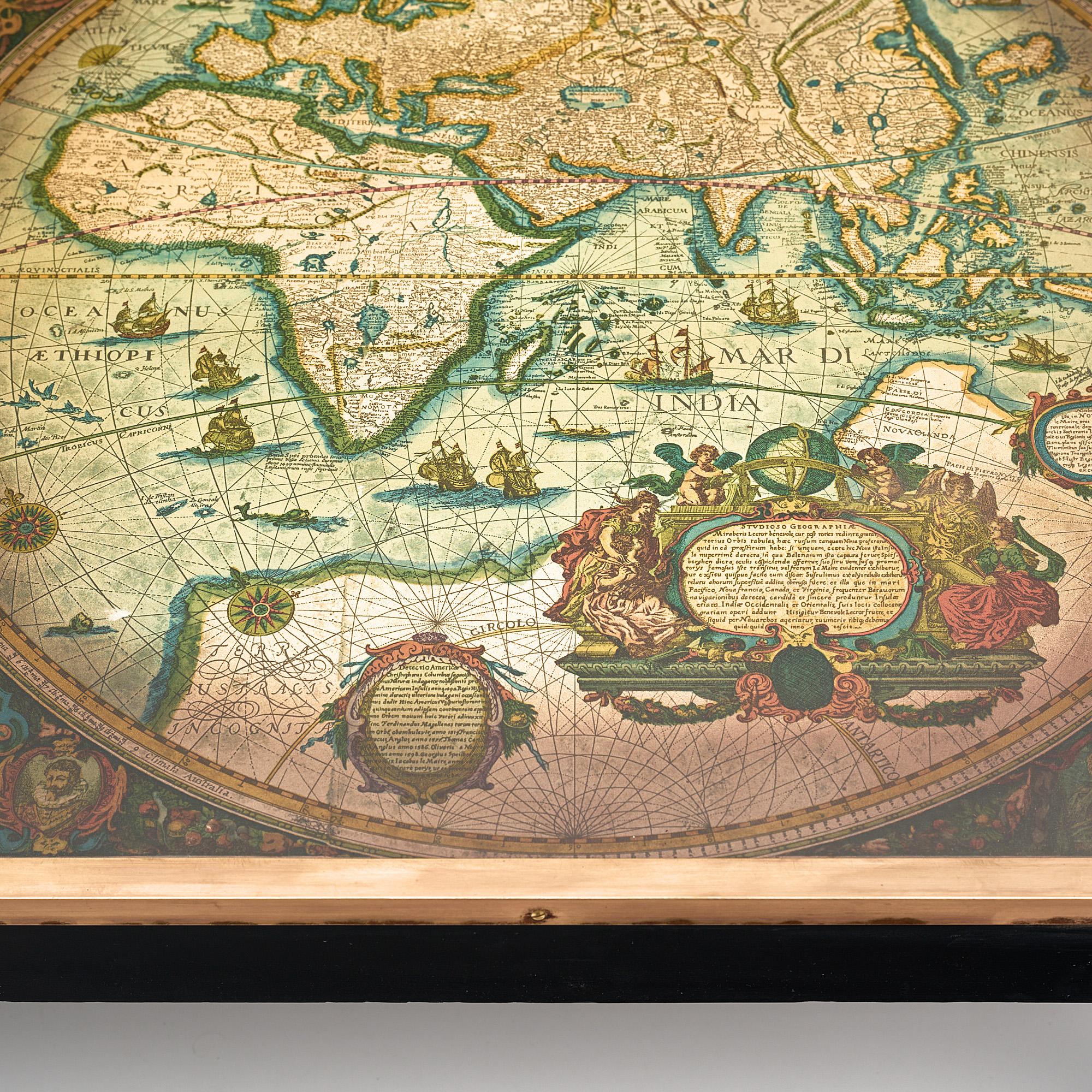 Brass Vintage World Map Coffee Table