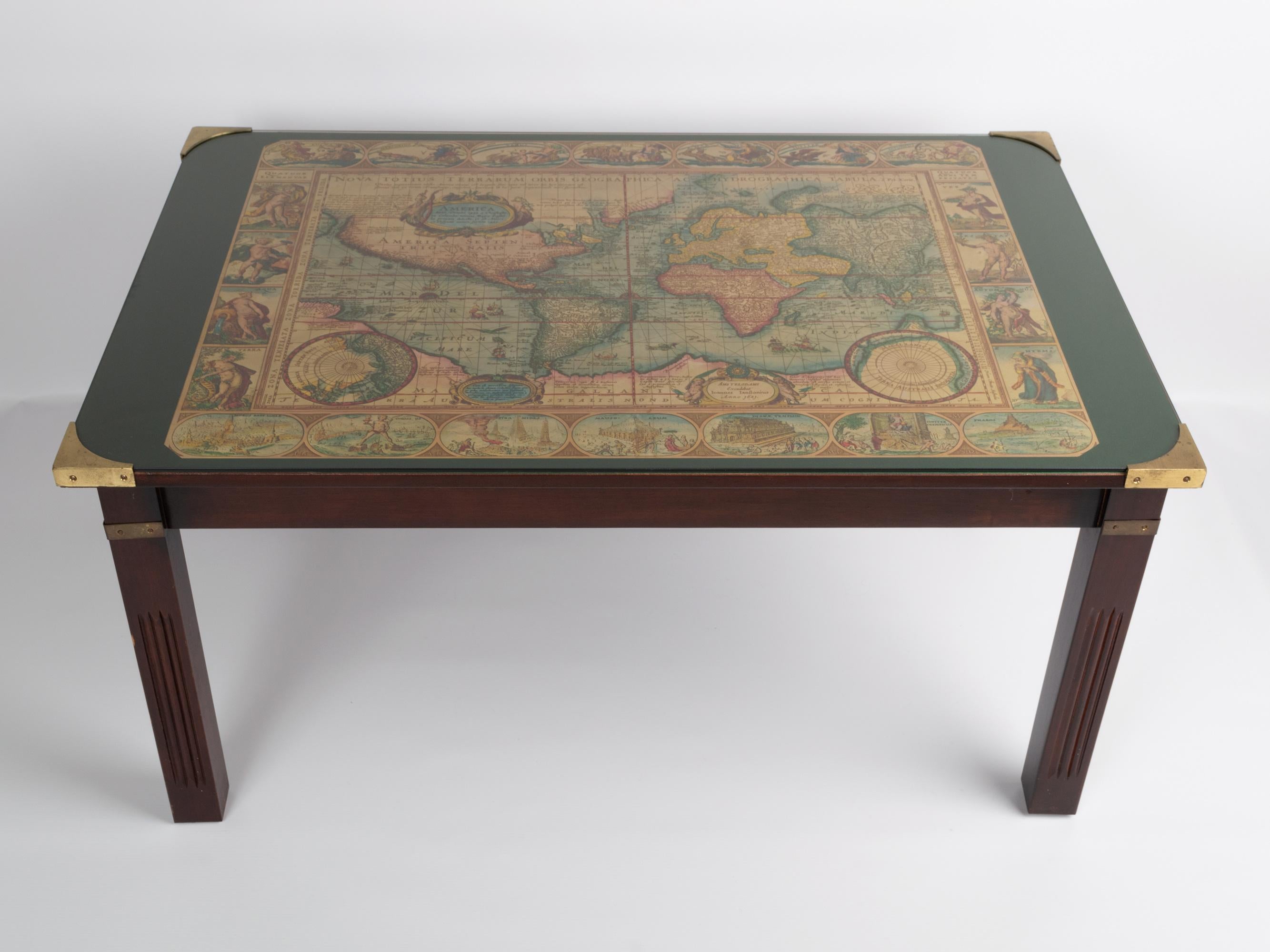antique world map coffee table