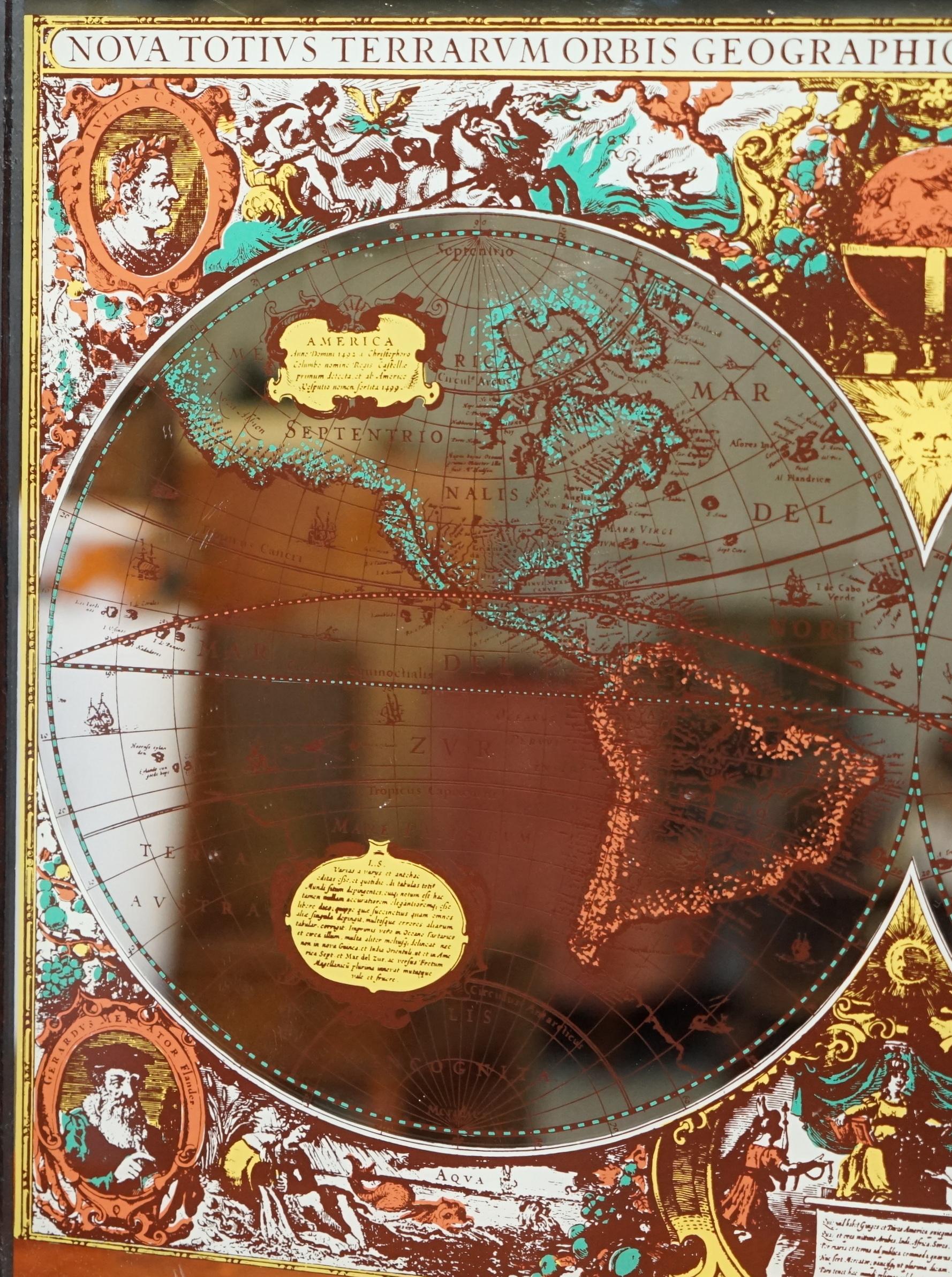 Vintage World Map Mirror Based on the Original by Johnson 1882 Military Campaign For Sale 3